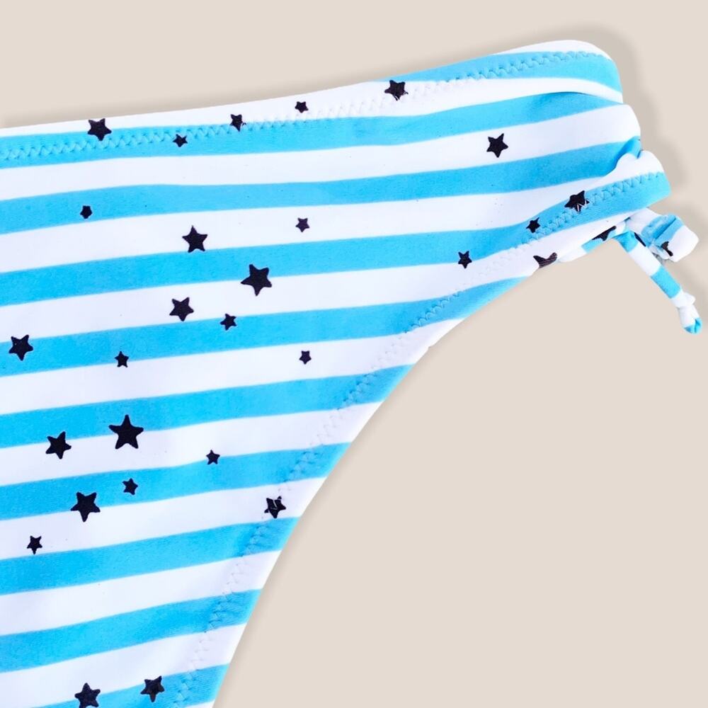 Aerie Cheeky Bikini Bottom Star Print Striped Tie Detail Blue White NWOT Size XL - Picture 10 of 10